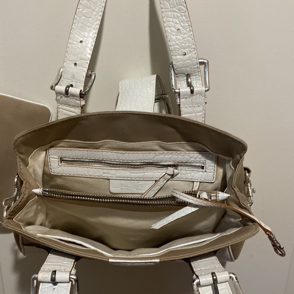 MICHAEL KORS Y2K White Croc Embossed Leather Canvas Shoulder Bag Wristlet NWOT - Picture 4 of 12